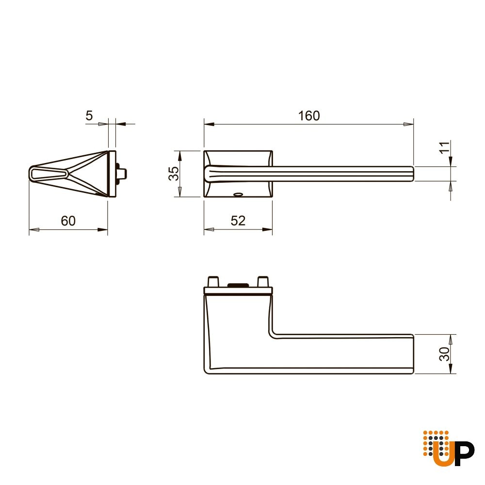 Door Euro Handle 4130 for Magnetic Lock, Black Passage photo#3