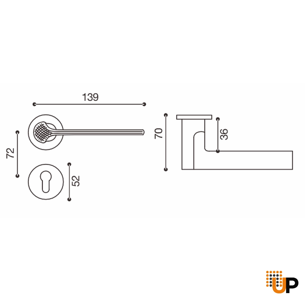 Door Euro Handle DUBAI for Magnetic Lock, Graphite, Passage photo#2