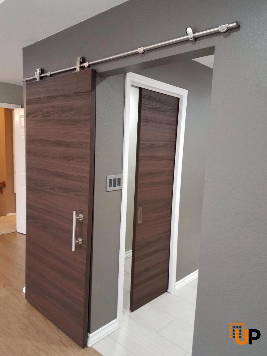 Single solid wood with honeycomb modern interior door slab | Planum 0010 Chocolate Ash | 18 x 80 photo#3