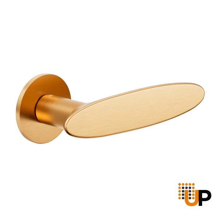 Door Euro Handle ELLIPSE for Magnetic Lock, Antique Satin Gold, Passage photo#1