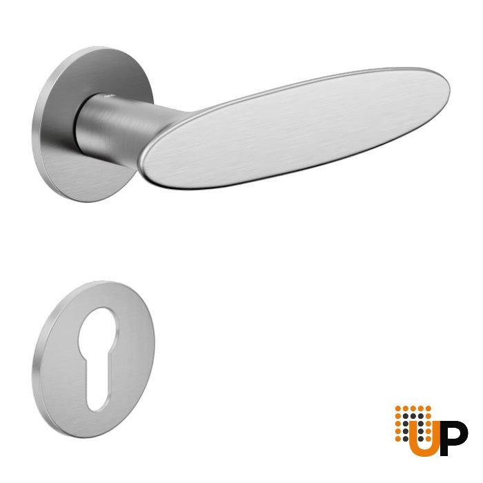 Door Euro Handle ELLIPSE for Magnetic Lock, Satin Chrome, Entry photo#1