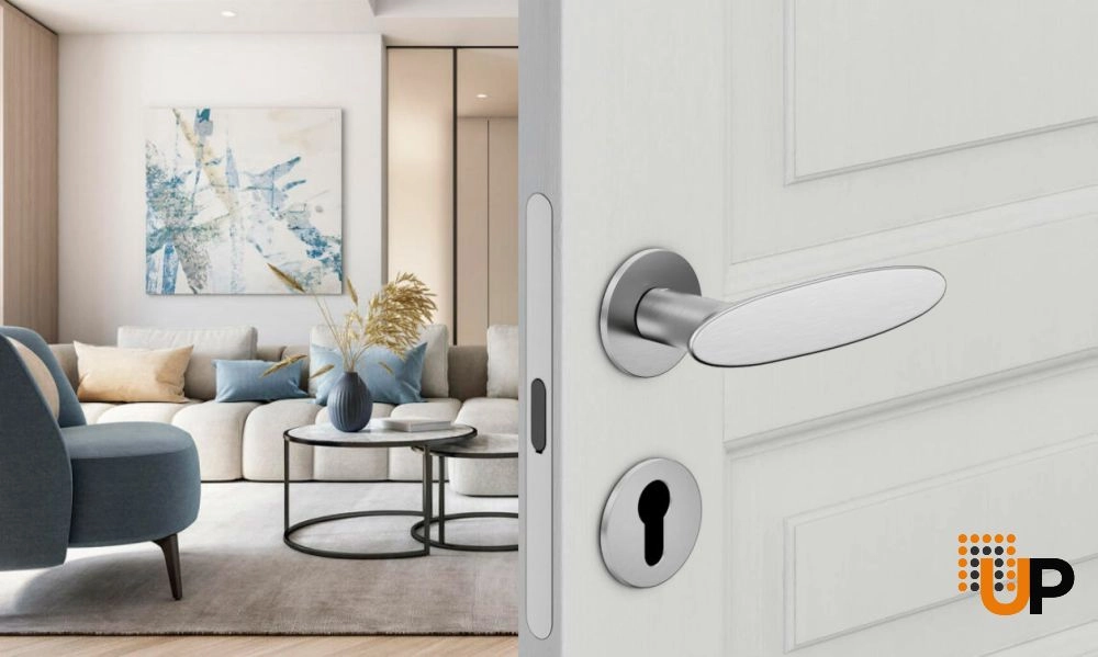 Door Euro Handle ELLIPSE for Magnetic Lock, Satin Chrome, Entry photo#2
