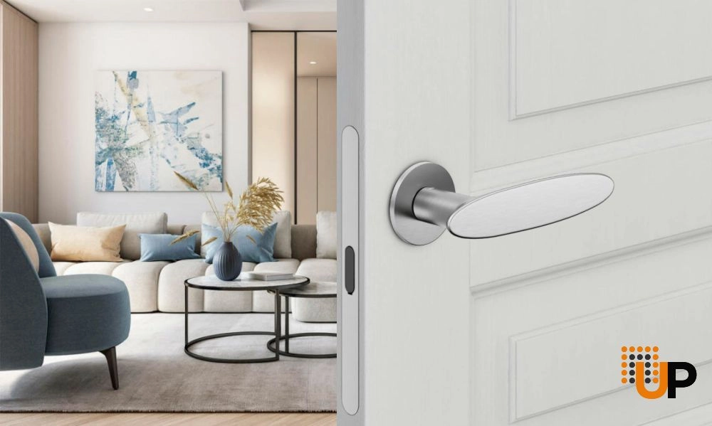 Door Euro Handle ELLIPSE for Magnetic Lock, Satin Chrome, Passage photo#2