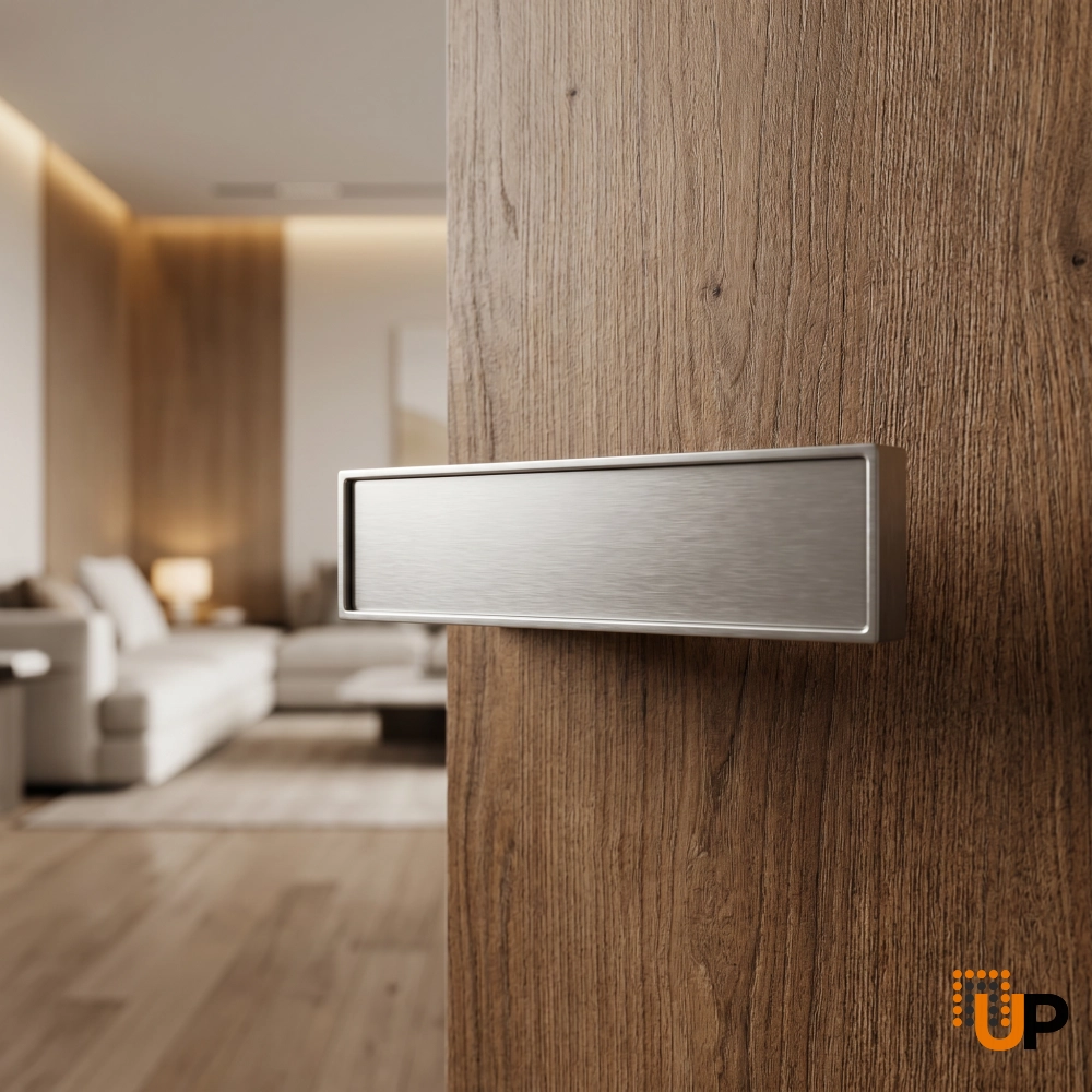 Door Euro Handle 3084 for Magnetic Lock, Satin chrome Dummy photo#2