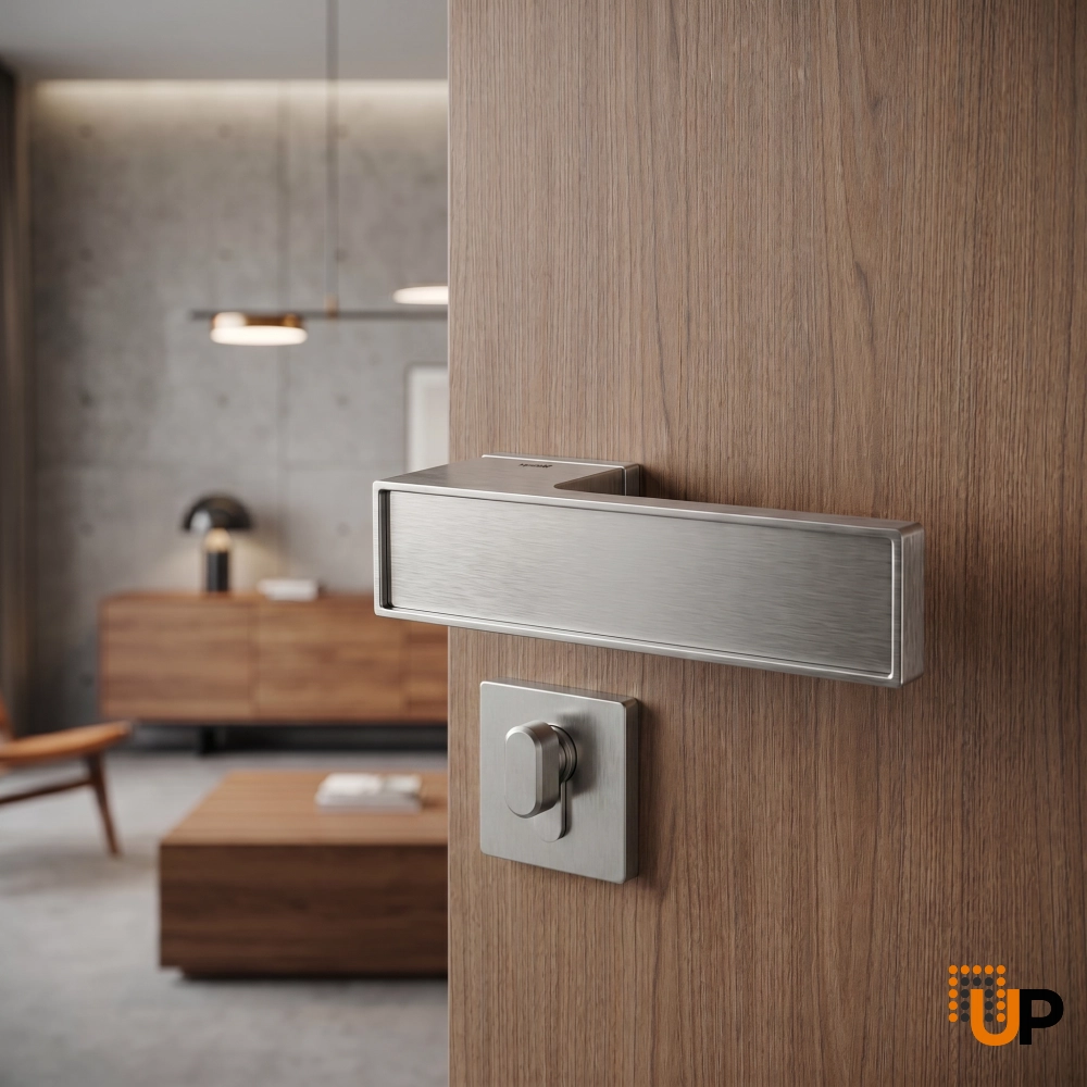 Door Euro Handle 3084 for Magnetic Lock, Satin chrome Privacy photo#2