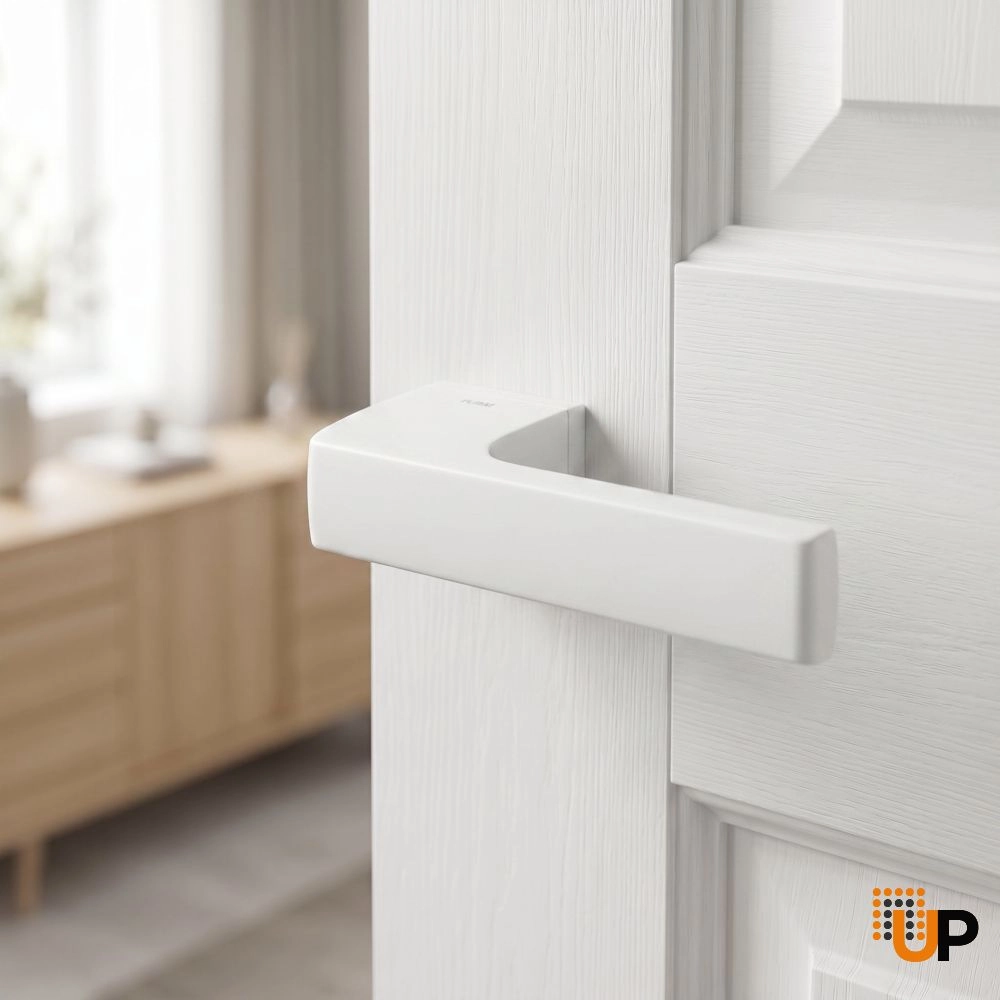 Door Euro Handle 3099 for Magnetic Lock, White Passage photo#2