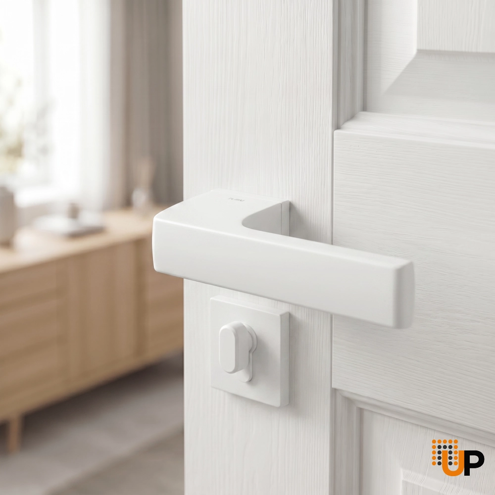 Door Euro Handle 3099 for Magnetic Lock, White Privacy photo#2