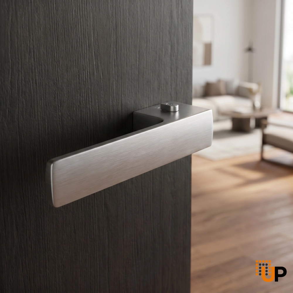 Door Euro Handle 4084  Lock, Satin chrome, Left Privacy photo#2