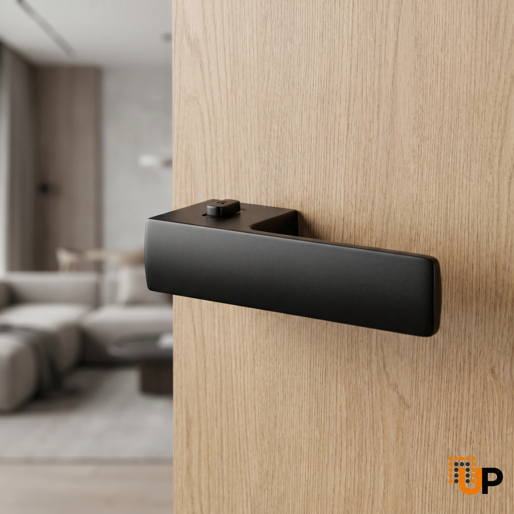 Door Euro Handle 4084  Lock, Black, Right Privacy photo#2