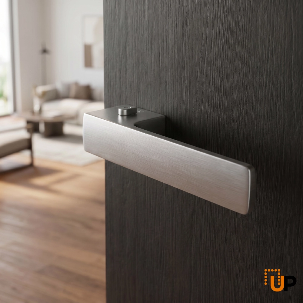 Door Euro Handle 4084  Lock, Satin chrome, Right Privacy photo#2
