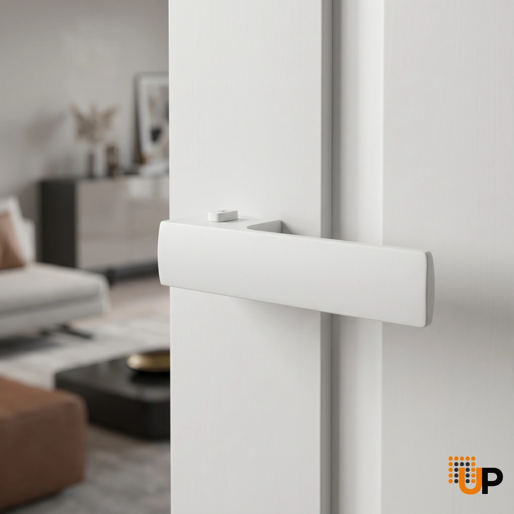 Door Euro Handle 4084  Lock, White, Right Privacy photo#2