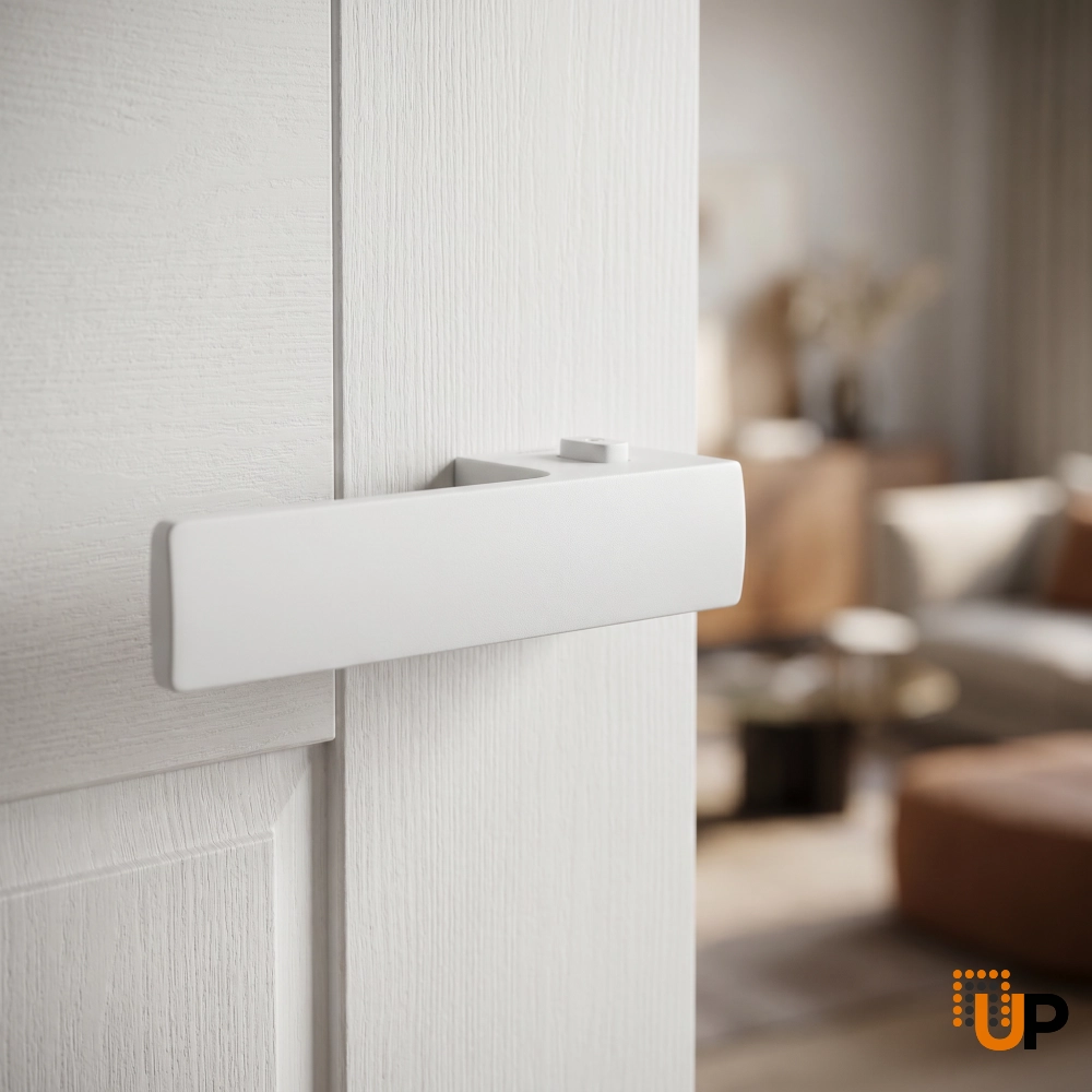Door Euro Handle 4084  Lock, White, Left Privacy photo#2