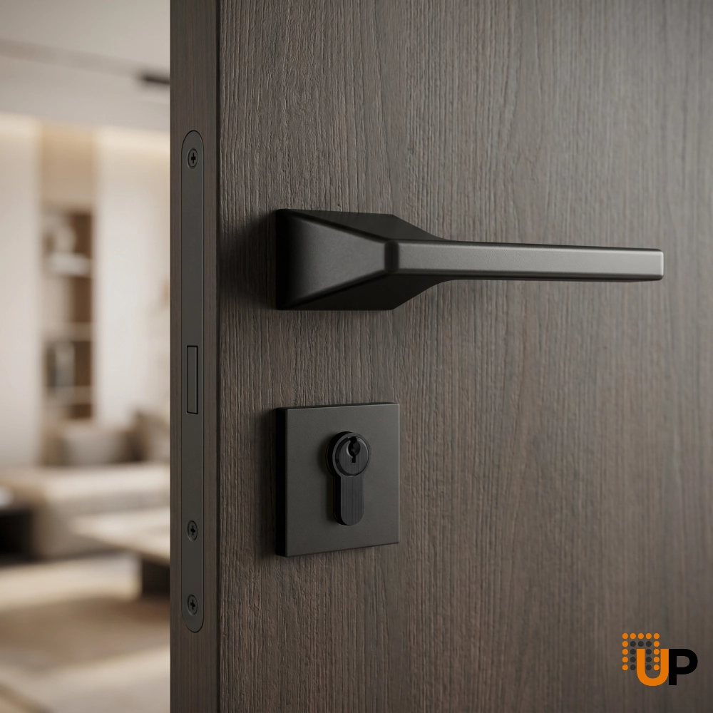 Door Euro Handle 4130 for Magnetic Lock, Black Entry photo#2