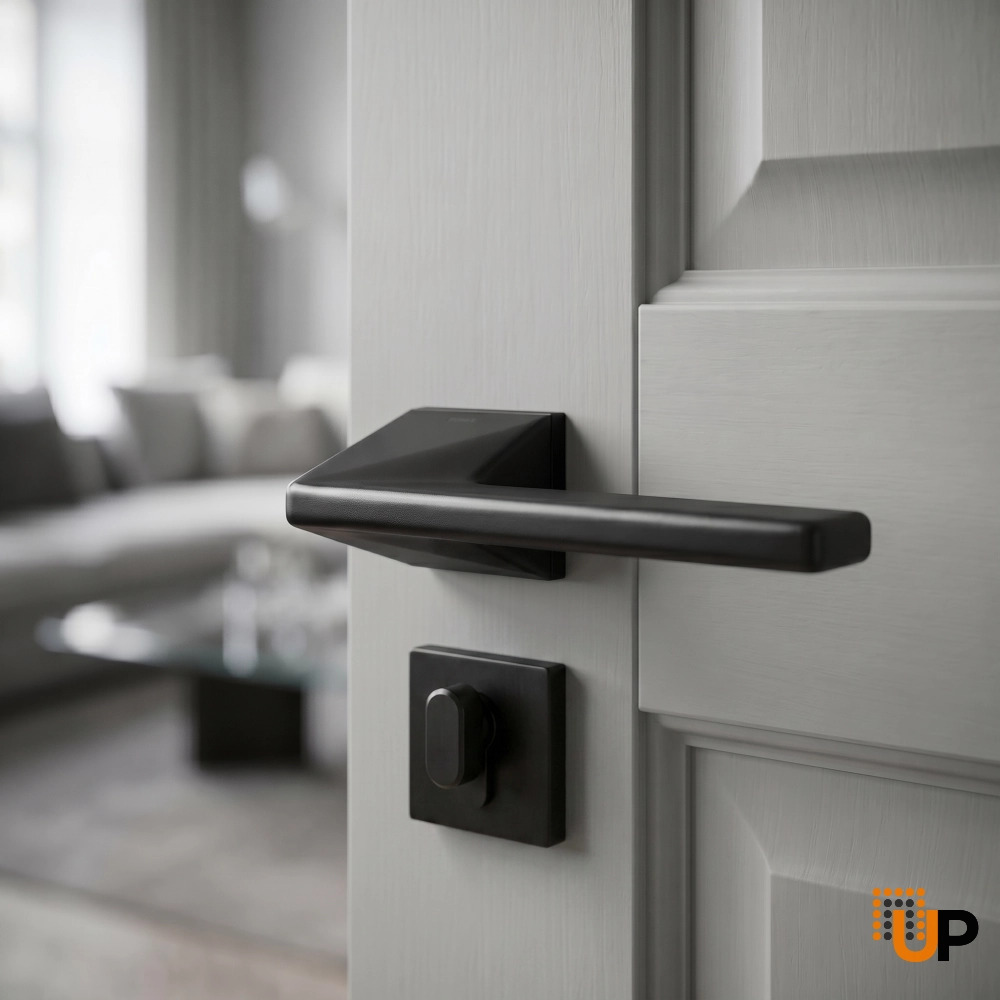 Door Euro Handle 4130 for Magnetic Lock, Black Privacy photo#2