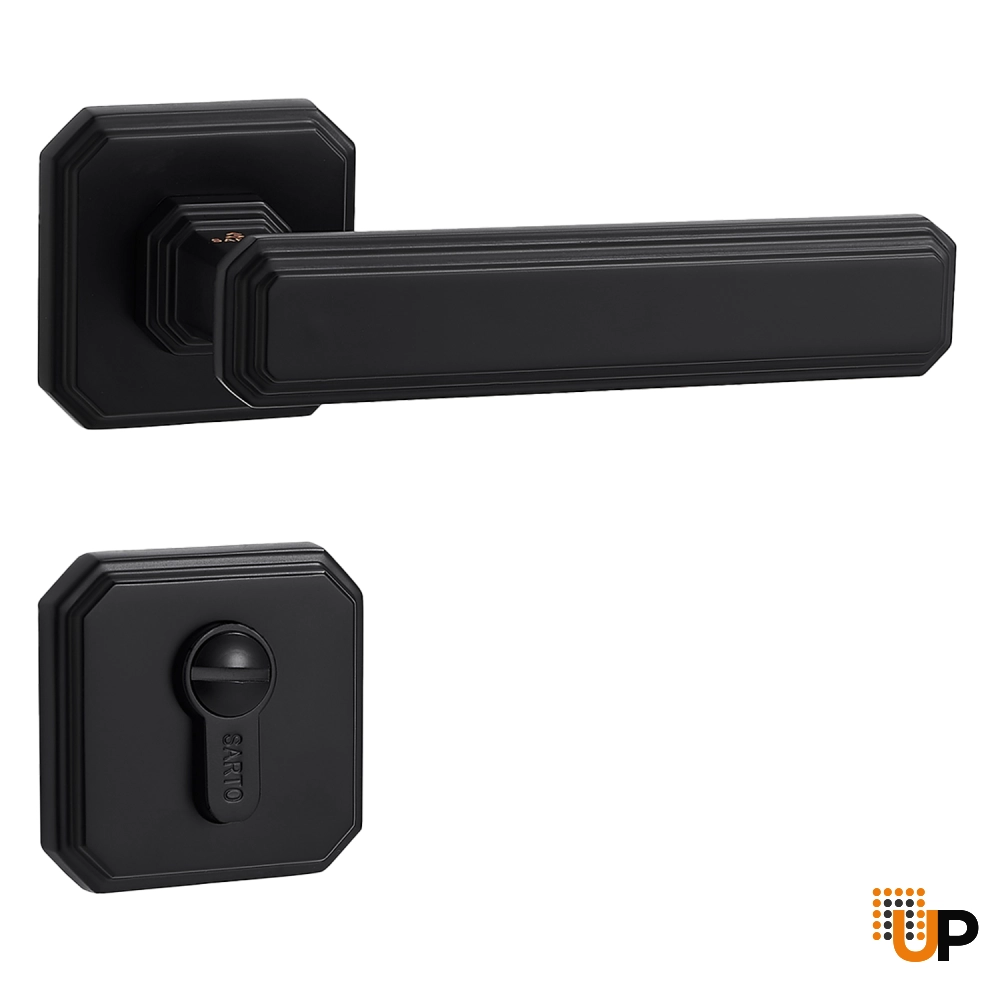 Door Euro Handle BERLIN for Magnetic Lock, Black, Privacy photo#1