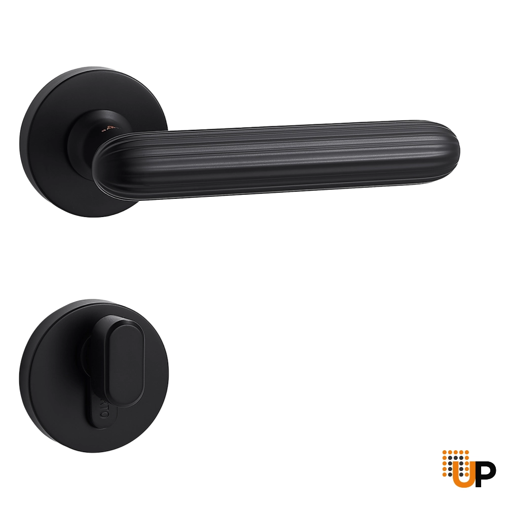Door Euro Handle KYIV for Magnetic Lock, Black, Entry photo#1