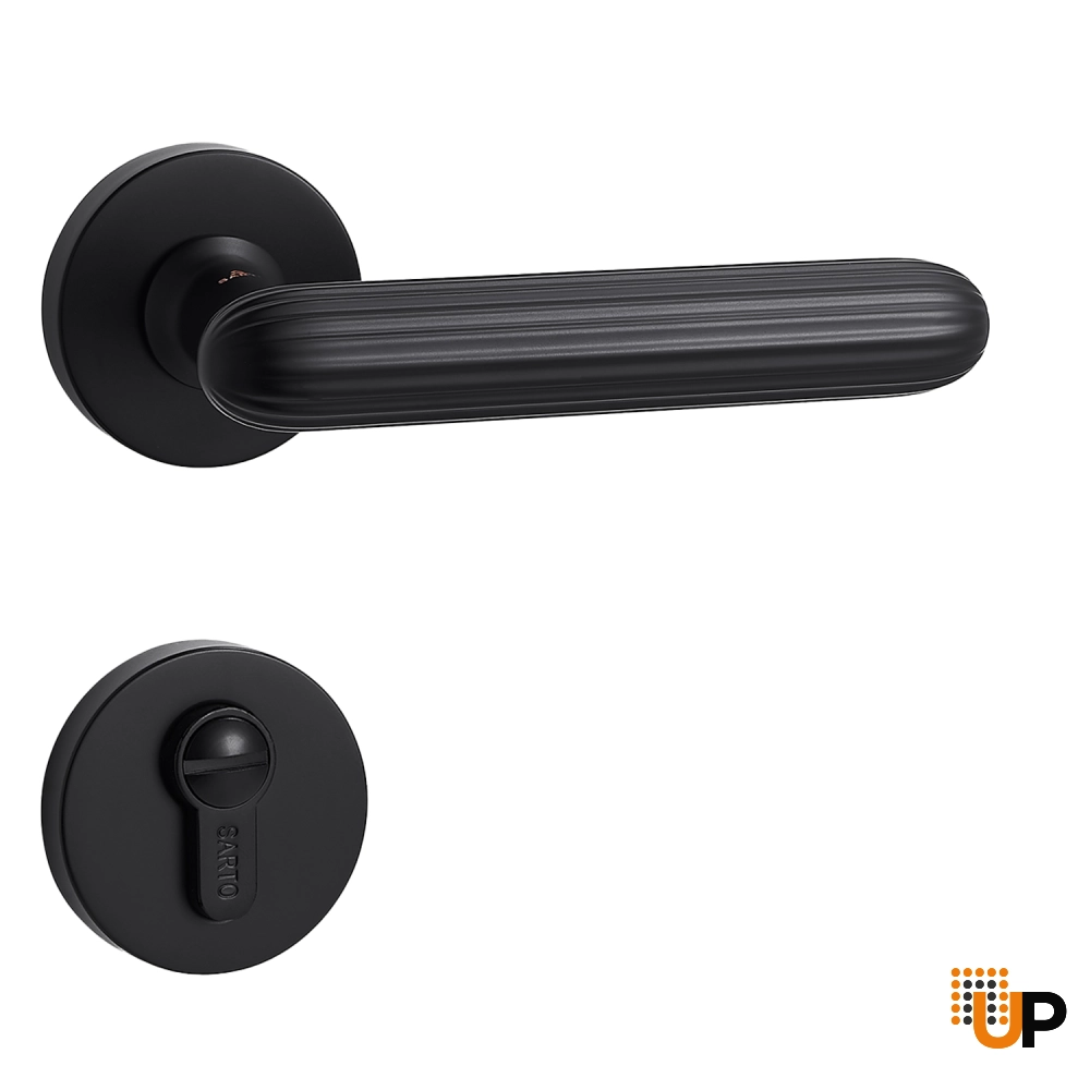 Door Euro Handle KYIV for Magnetic Lock, Black, Privacy photo#1