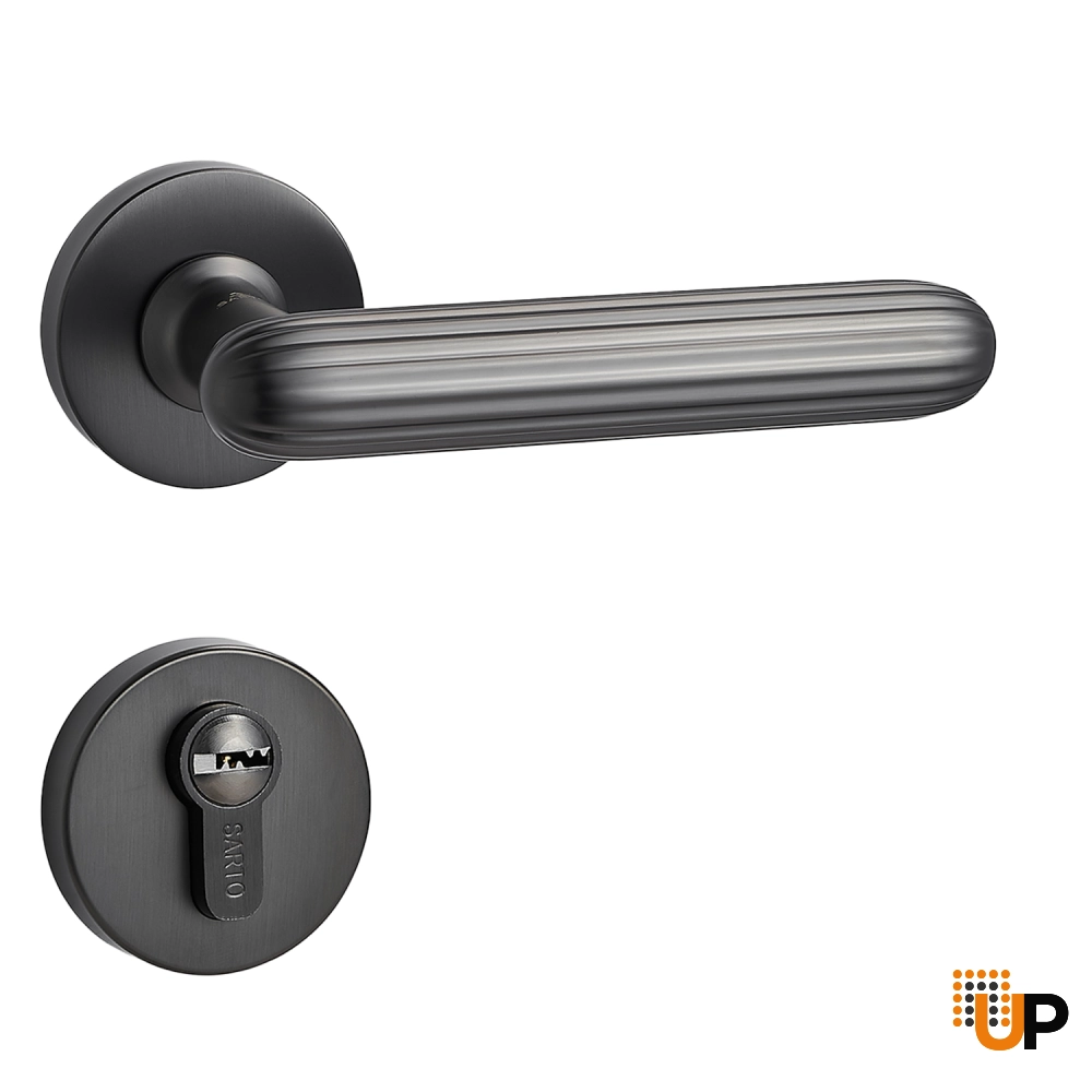Door Euro Handle KYIV for Magnetic Lock, Graphite, Entry photo#1