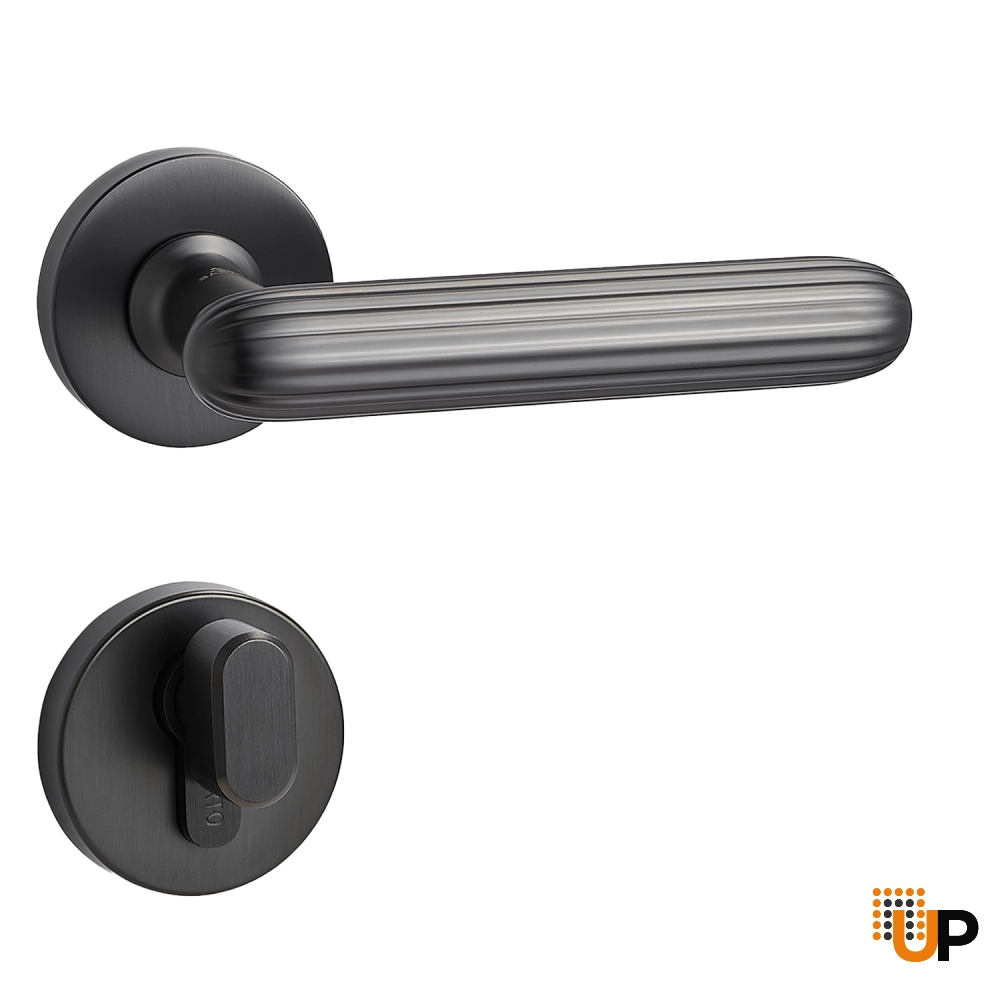 Door Euro Handle KYIV for Magnetic Lock, Graphite, Privacy photo#1