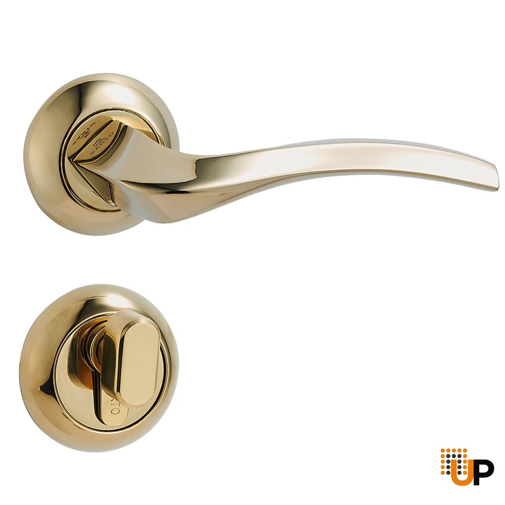 Door Euro Handle PORTLAND for Magnetic Lock, Gold, Entry photo#1