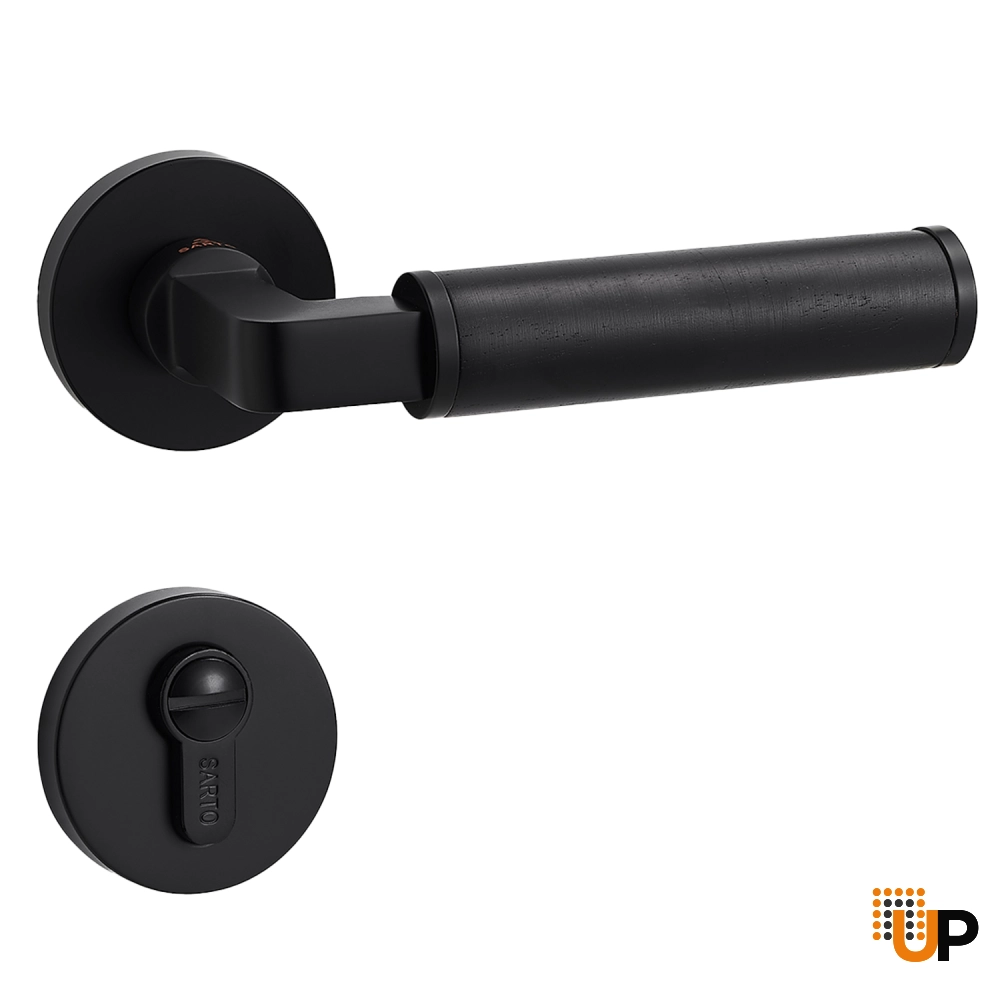 Door Euro Handle ZENITH for Magnetic Lock, Black and Wooden, Entry photo#1
