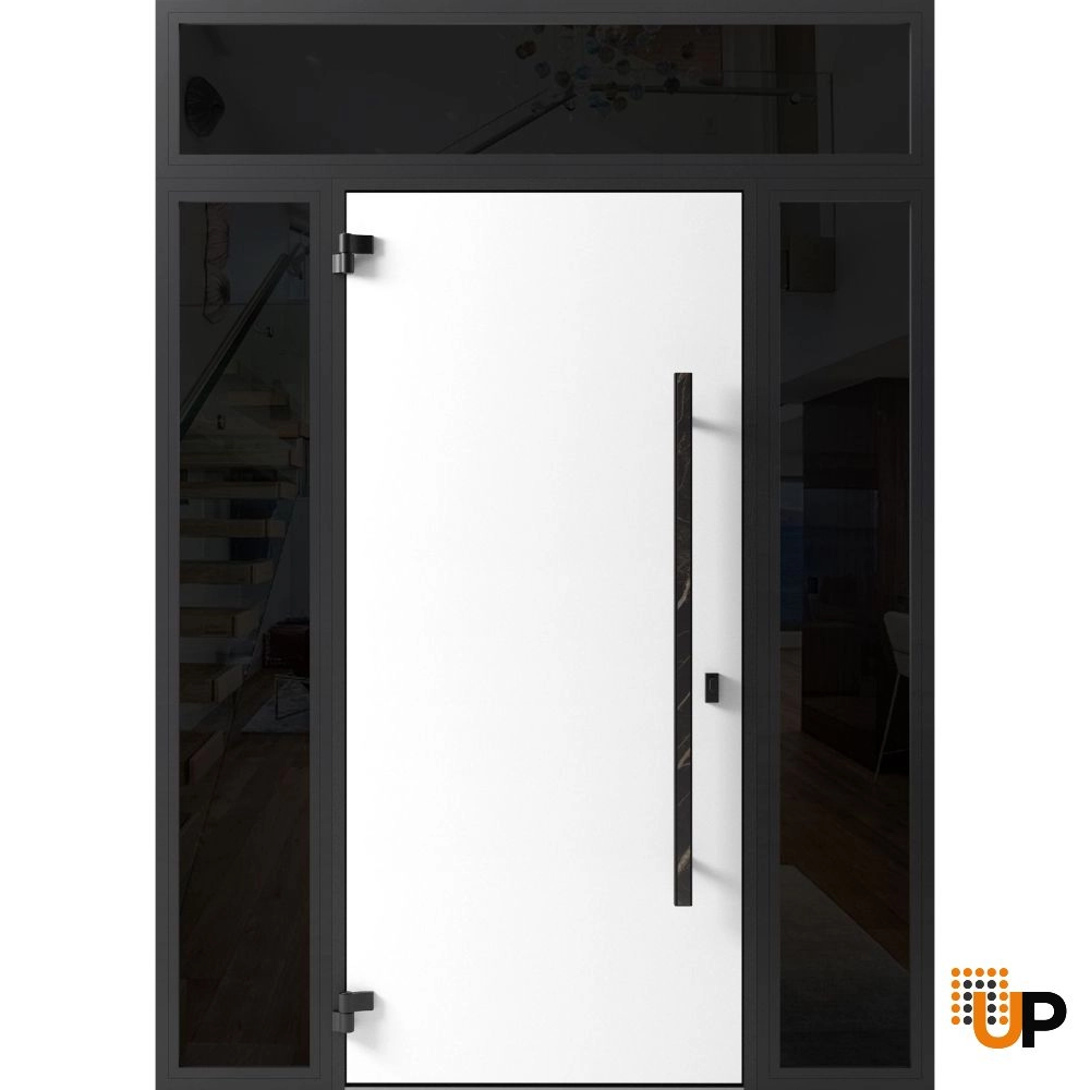 Single swing metal-aluminum modern exterior door | Dekton 0118 Natural Noir | 60 x 96 photo#2