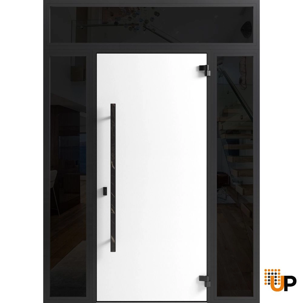 Single swing metal-aluminum modern exterior door | Dekton 0118 Natural Noir | 60 x 96 photo#2