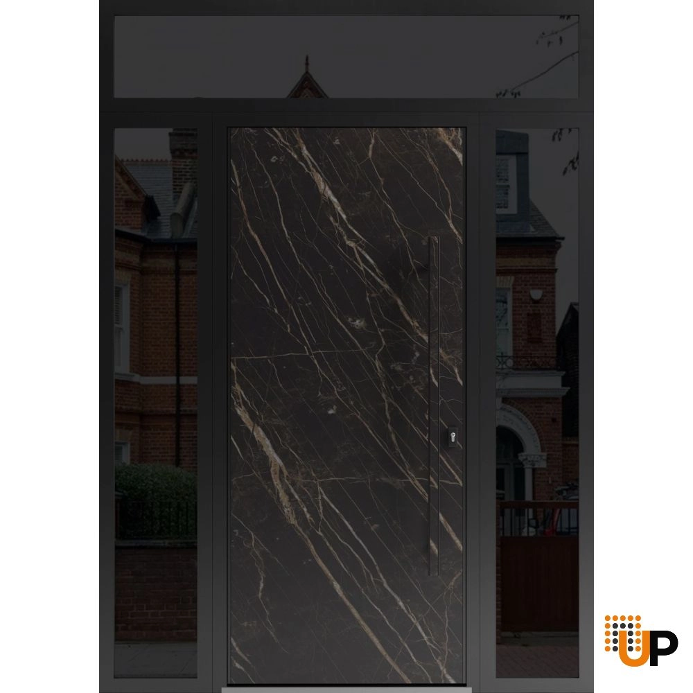 Single swing metal-aluminum modern exterior door | Dekton 0118 Natural Noir | 60 x 96 photo#1