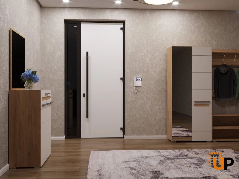 Single swing metal-aluminum modern exterior door | Dekton 0118 Natural Noir | 48 x 96 photo#6