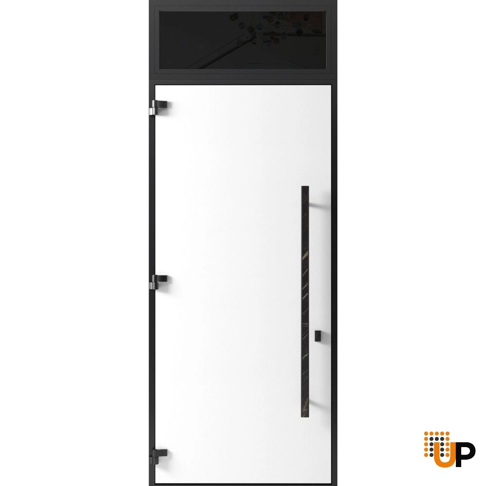 Single swing metal-aluminum modern exterior door | Dekton 0118 Natural Noir | 36 x 112 (W36 x H96+16) photo#2