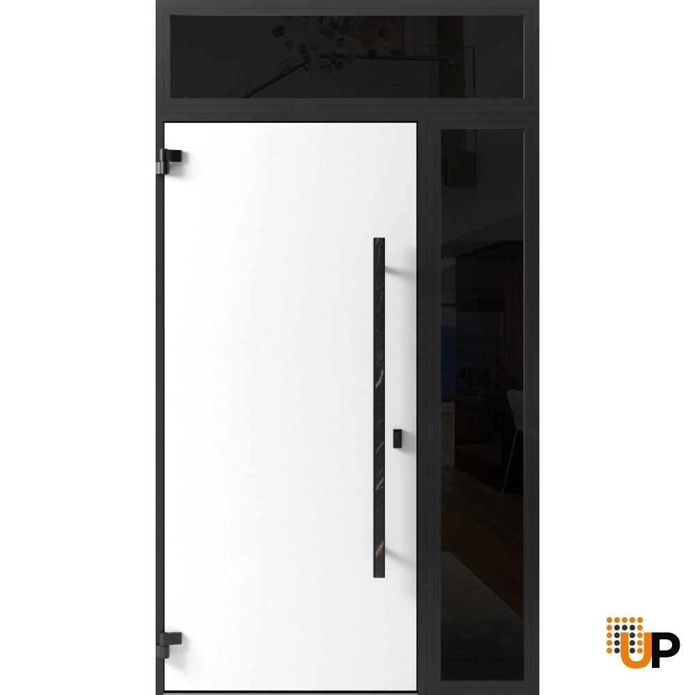 Single swing metal-aluminum modern exterior door | Dekton 0118 Natural Noir | 48 x 96 photo#2