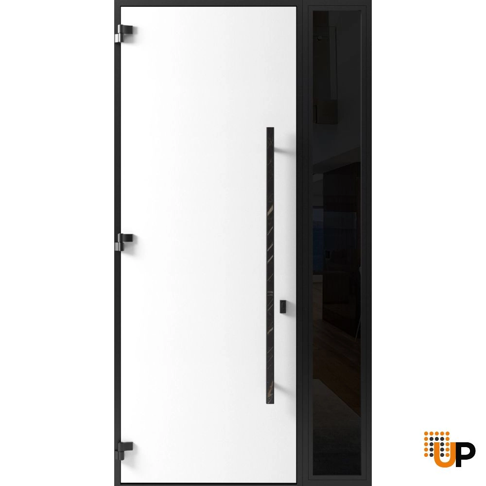 Single swing metal-aluminum modern exterior door | Dekton 0118 Natural Noir | 52 x 96 photo#2