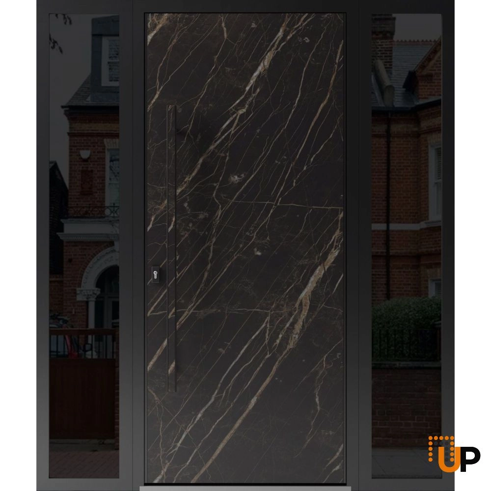 Single swing metal-aluminum modern exterior door | Dekton 0118 Natural Noir | 64 x 80 photo#1