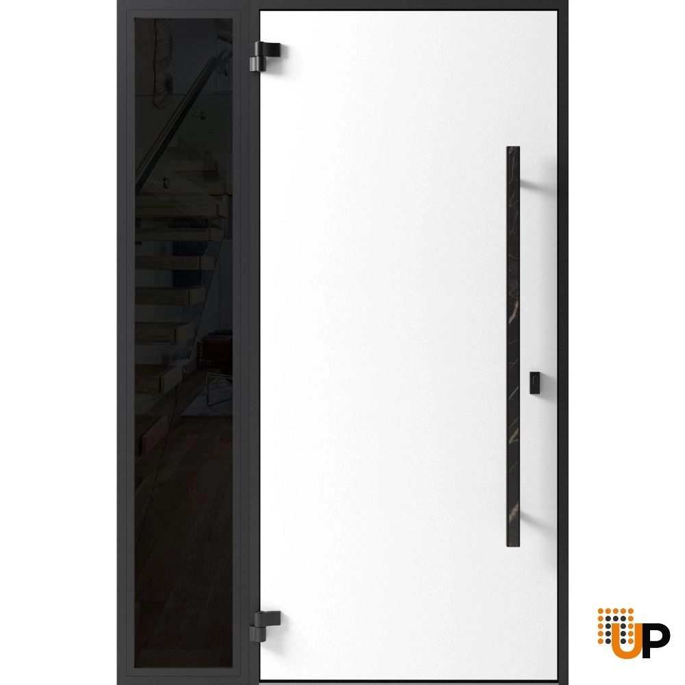 Single swing metal-aluminum modern exterior door | Dekton 0118 Natural Noir | 48 x 80 photo#2