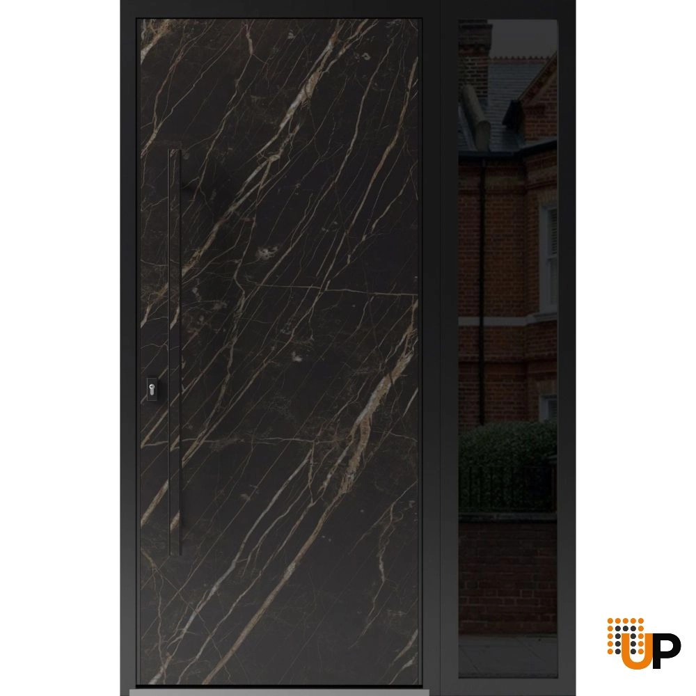 Single swing metal-aluminum modern exterior door | Dekton 0118 Natural Noir | 48 x 80 photo#1