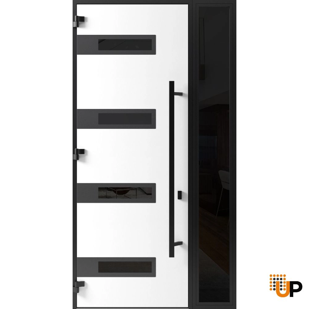 Single swing metal-aluminum modern exterior door with triplex glass | Ronex 0131 Gray | 48 x 96 photo#2