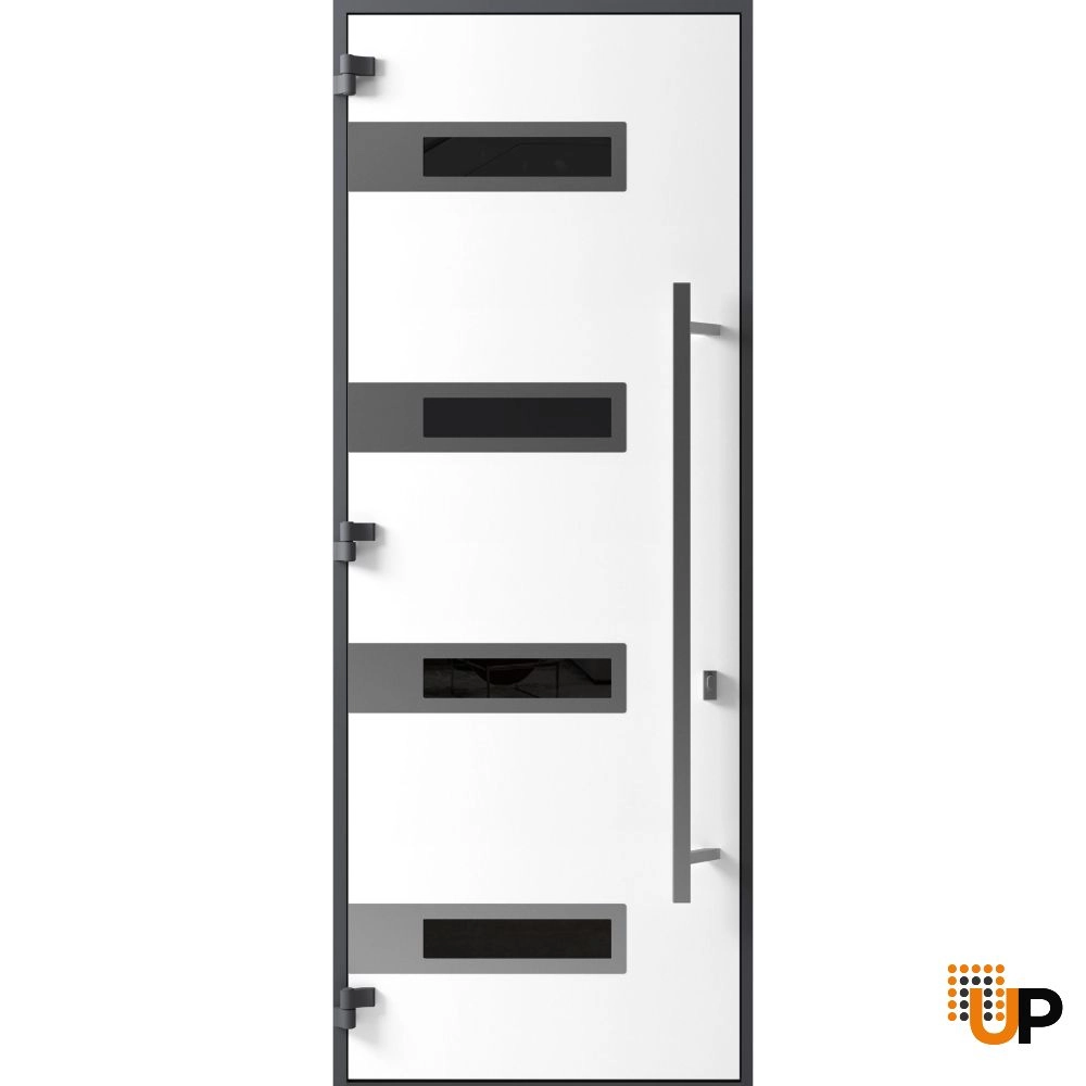 Single swing metal-aluminum modern exterior door with triplex glass | Ronex 0131 Black | 36 x 96 photo#2