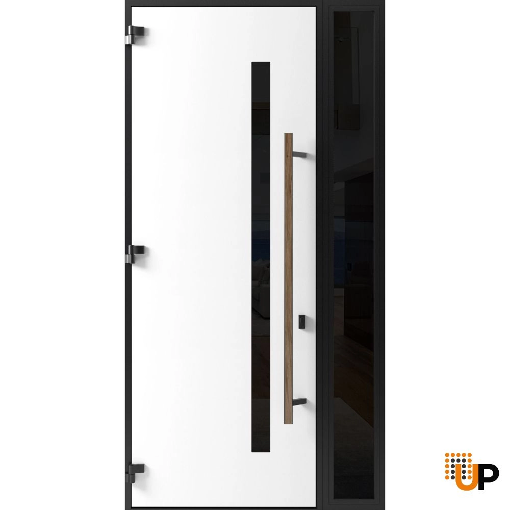 Single swing metal-aluminum modern exterior door with tinted clear-mirrored glass | Dekton 0163 Venezia Noce | 48 x 96 photo#2