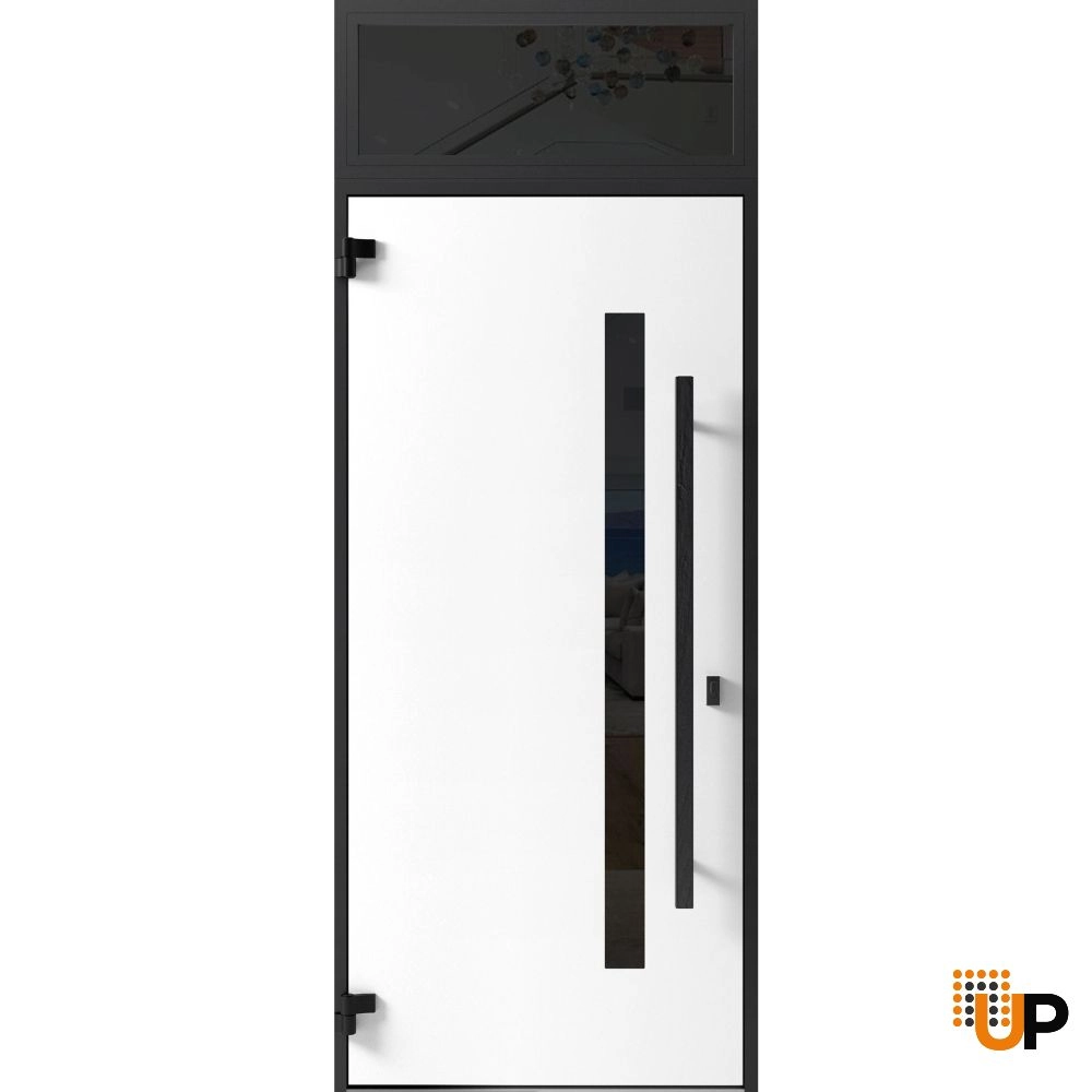 Single swing metal-aluminum modern exterior door with tinted clear-mirrored glass | Dekton 0163 Venezia Noce | 36 x 96 photo#2