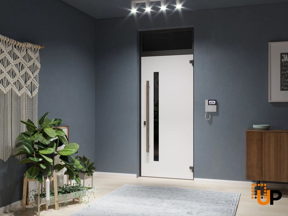 Single swing metal-aluminum modern exterior door with tinted clear-mirrored glass | Dekton 0163 Venezia Noce | 36 x 96 photo#7