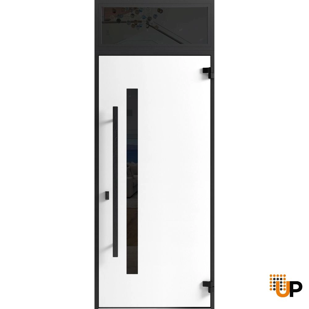Single swing metal-aluminum modern exterior door with tinted clear-mirrored glass | Dekton 0163 Venezia Noce | 36 x 96 photo#2