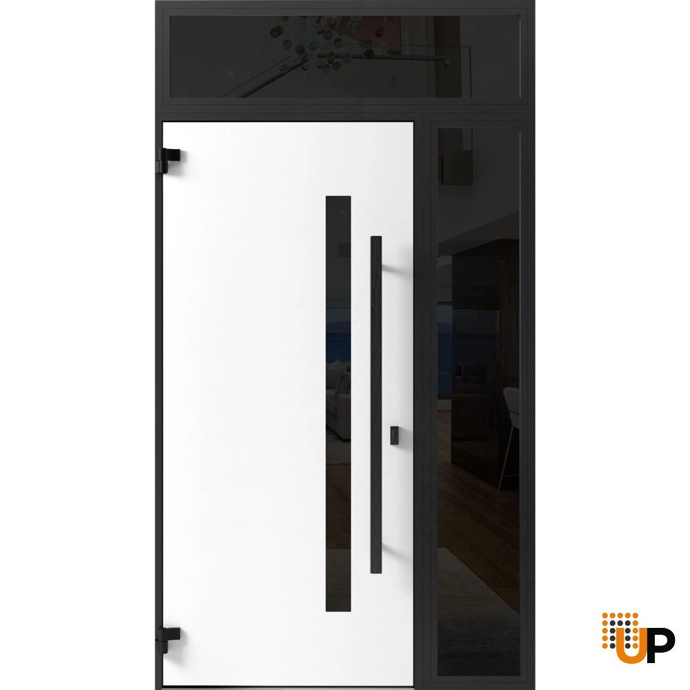 Single swing metal-aluminum modern exterior door with tinted clear-mirrored glass | Dekton 0163 Venezia Noce | 48 x 96 photo#2