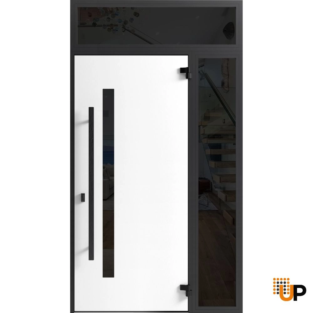 Single swing metal-aluminum modern exterior door with tinted clear-mirrored glass | Dekton 0163 Venezia Noce | 48 x 96 photo#2