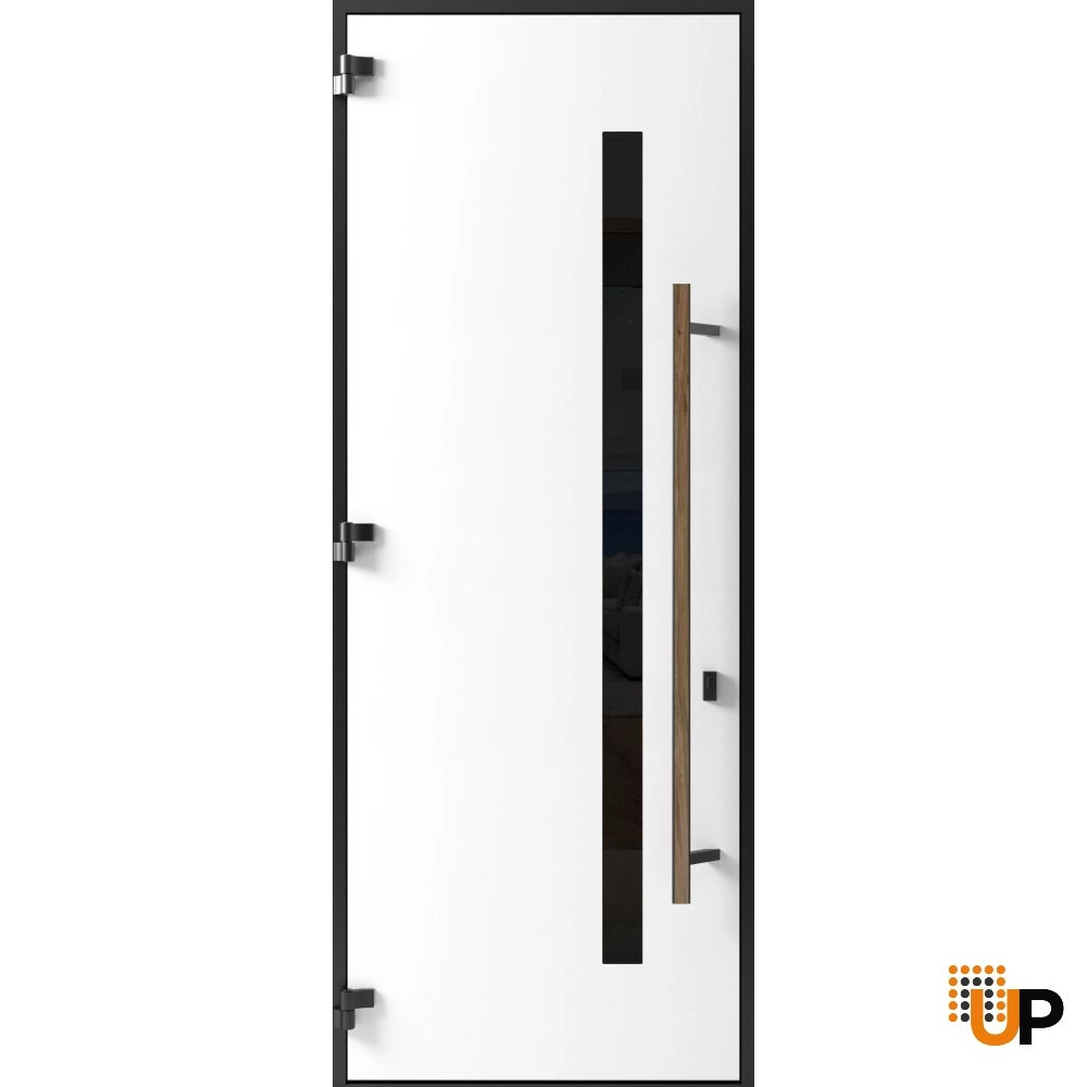 Single swing metal-aluminum modern exterior door with tinted clear-mirrored glass | Dekton 0163 Venezia Noce | 36 x 96 photo#2