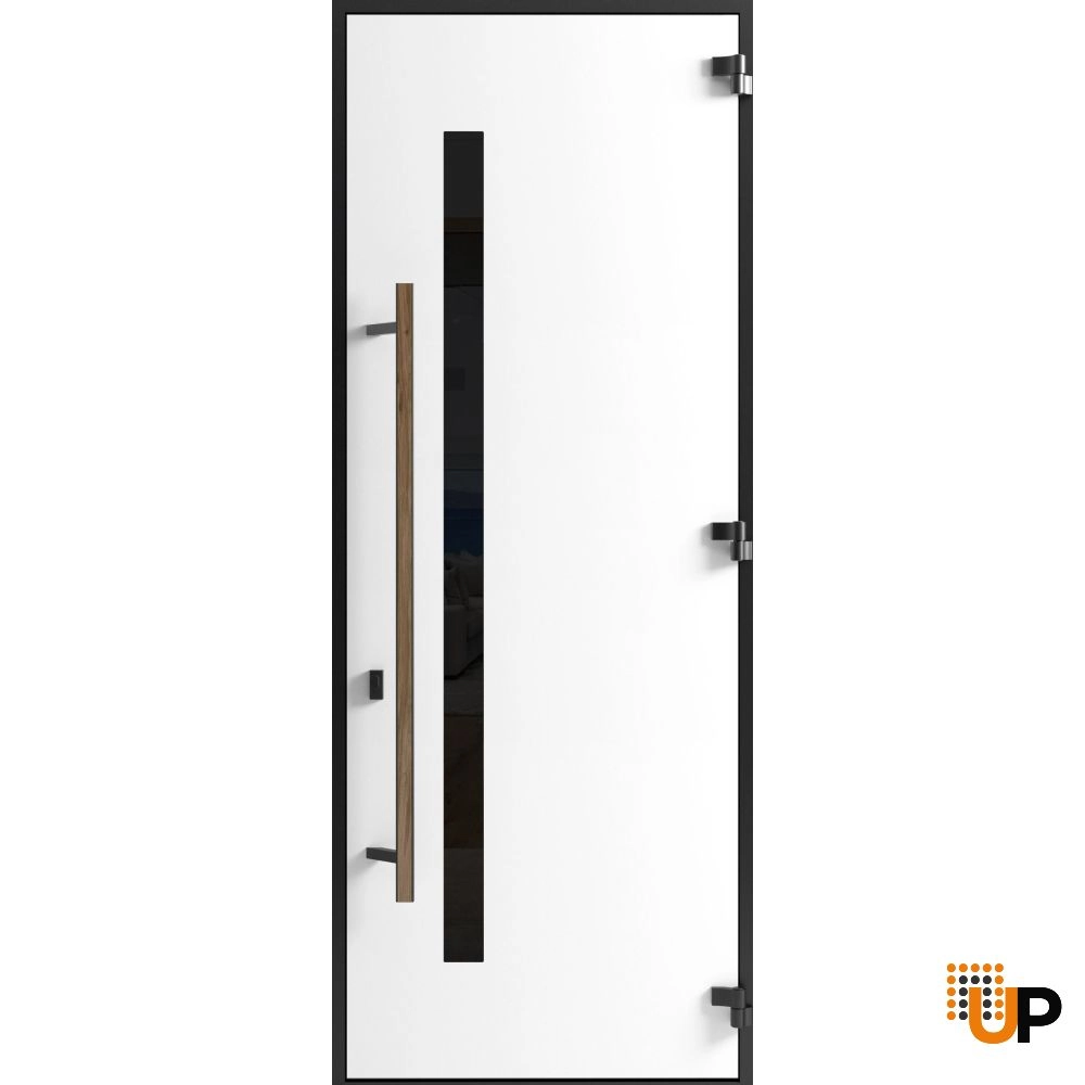 Single swing metal-aluminum modern exterior door with tinted clear-mirrored glass | Dekton 0163 Venezia Noce | 36 x 96 photo#2