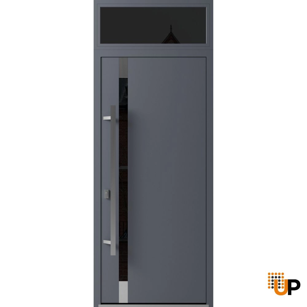 Single swing metal-aluminum modern exterior door with triplex glass | Ronex 1011 Gray | 36 x 96 photo#1