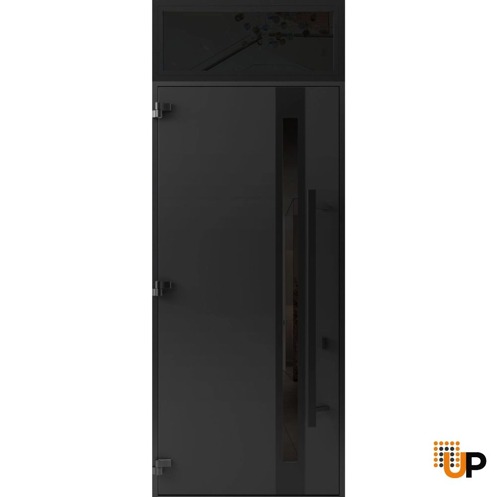 Single swing metal-aluminum modern exterior door with triplex glass | Ronex 1033 Oak | 36 x 112 (36 x 96+16) photo#2