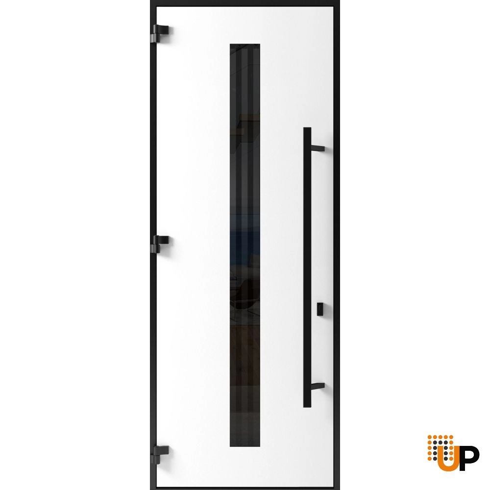 Single swing metal-aluminum modern exterior door with triplex glass | Ronex 1055 Oak | 36 x 96 photo#2