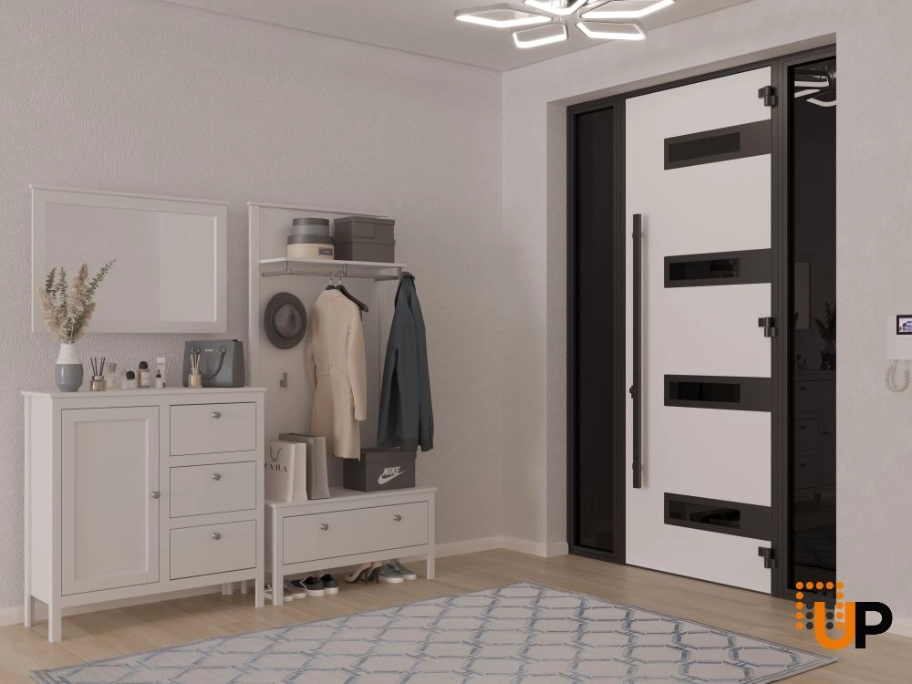 Single swing metal-aluminum modern exterior door with triplex | Ronex 0131 Gray | 60 x 96 photo#4