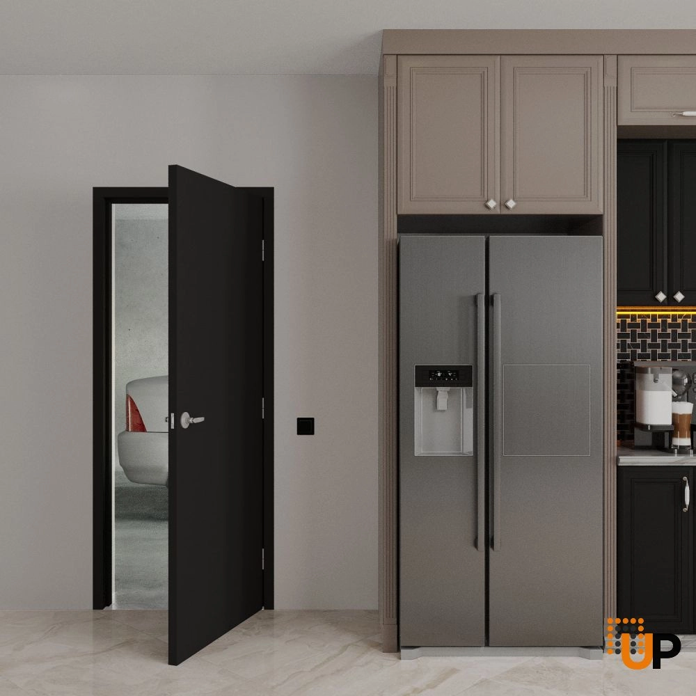 Single solid core modern fire rated doors | Firerated 1888 Black Matte | 32 x 84 photo#2